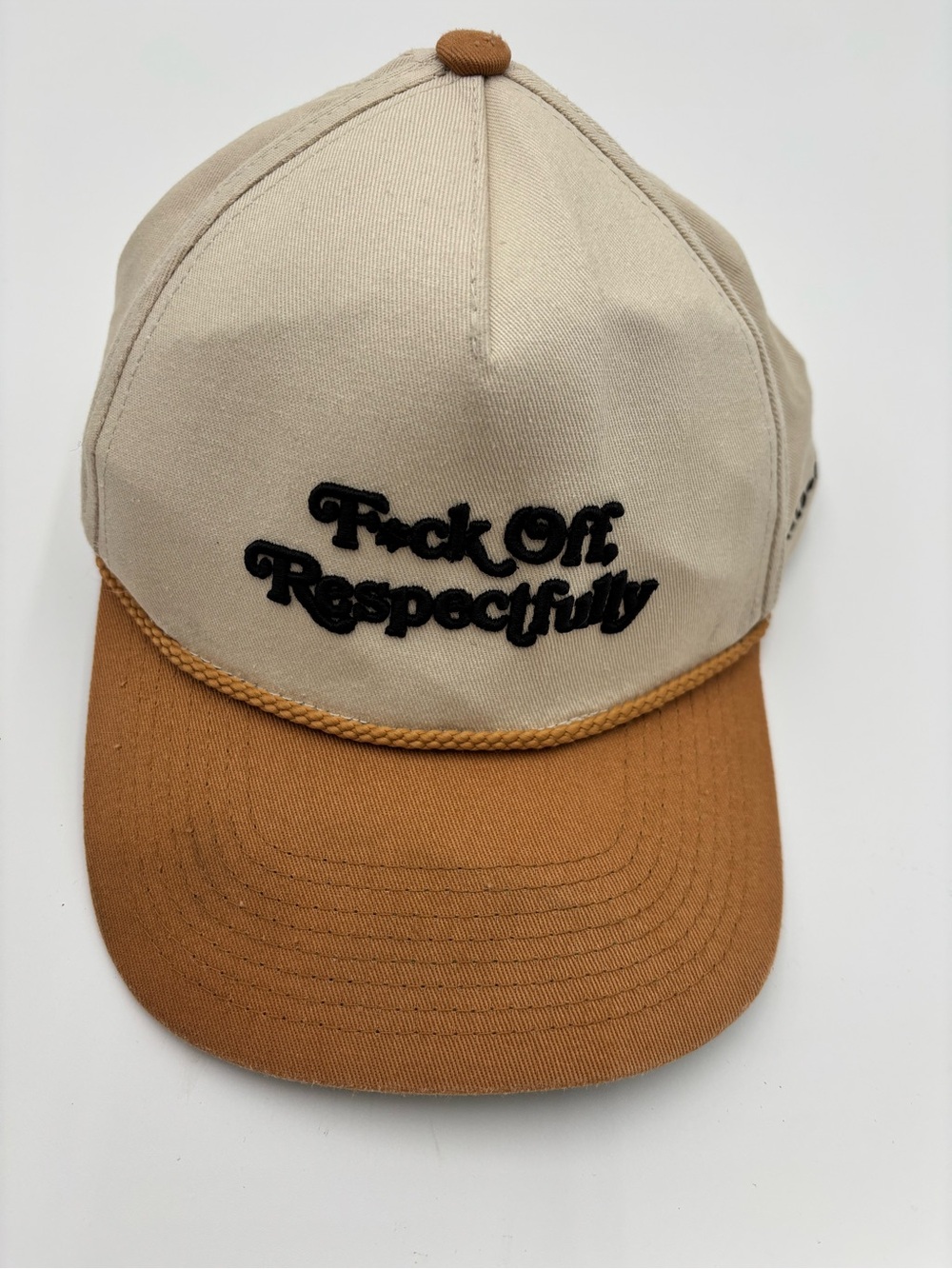 New Field Grade Rope Trucker Hat Cap Snap Back Beige & Wheat F Off Respectfully